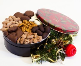 ALL TIME FAVORITE PECANS AND CANDIES IN A CHRISTMAS TIN